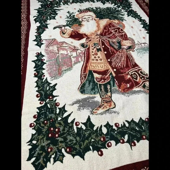 Goodwin Weavers Santa Christmas Blanket Tapestry Throw Fringe 65" x 45" - Picture 4 of 5